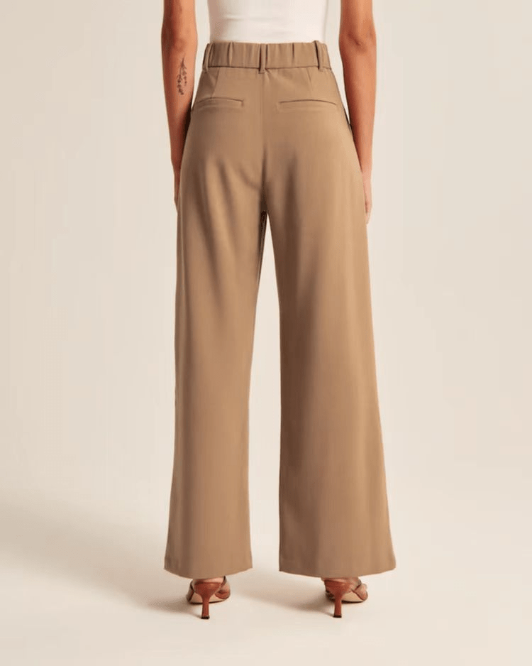 Wide Leg Trousers - Women's High Waisted Petite Wide Leg Dress Pants-Fashion Nora