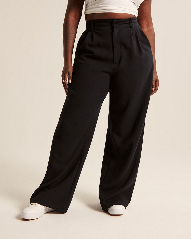 Wide Leg Trousers - Women's High Waisted Petite Wide Leg Dress Pants-Fashion Nora