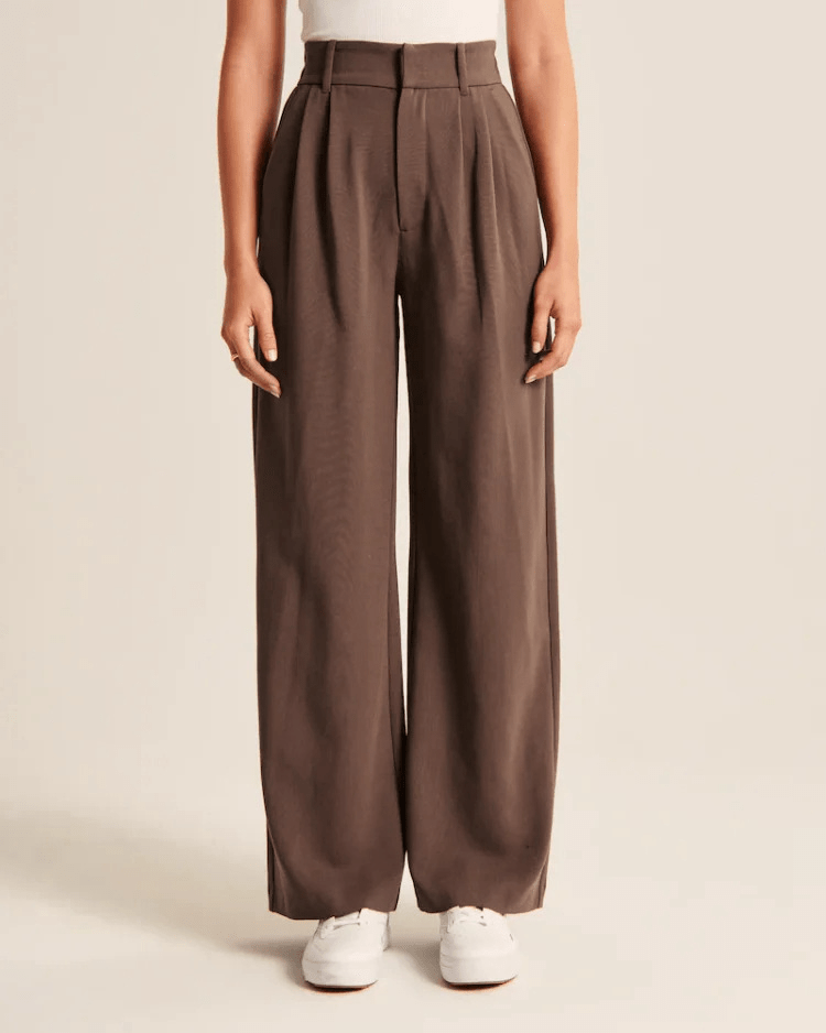 Wide Leg Trousers - Women's High Waisted Petite Wide Leg Dress Pants-Fashion Nora