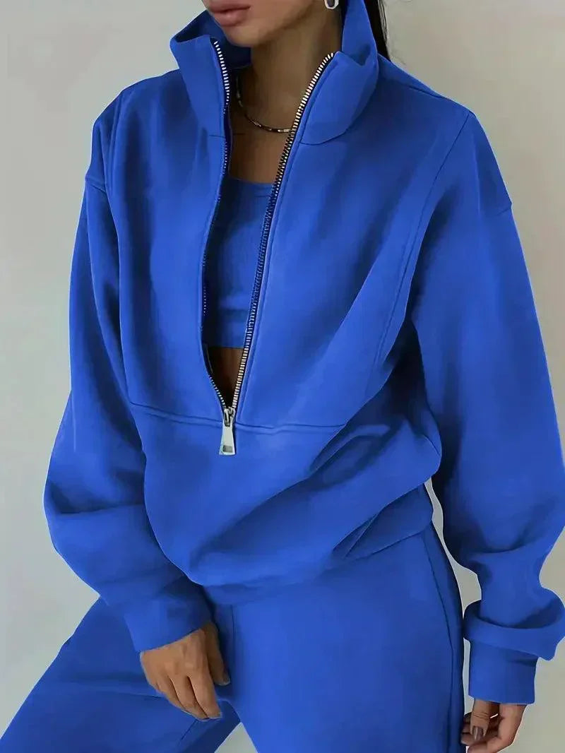 Women's Jogger Set | Half Zip | Elastic Waist | Sweats Set | Tracksuits Women-Fashion Nora
