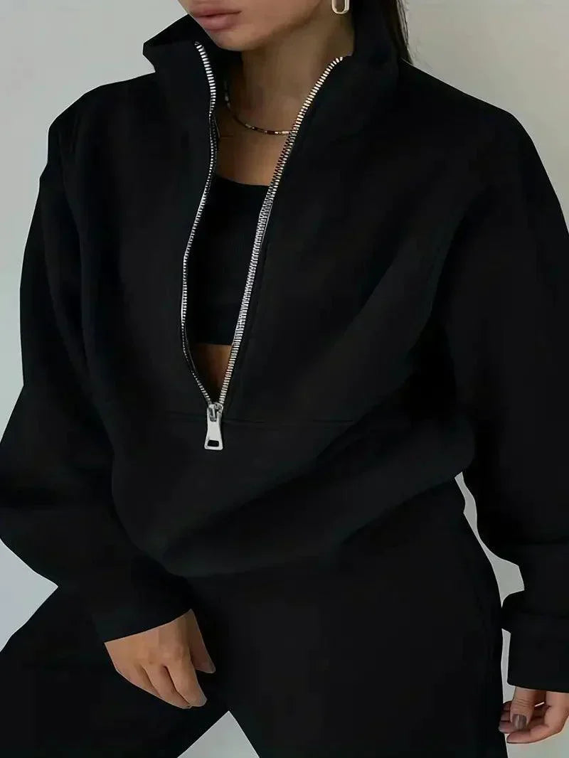 Women's Jogger Set | Half Zip | Elastic Waist | Sweats Set | Tracksuits Women-Fashion Nora