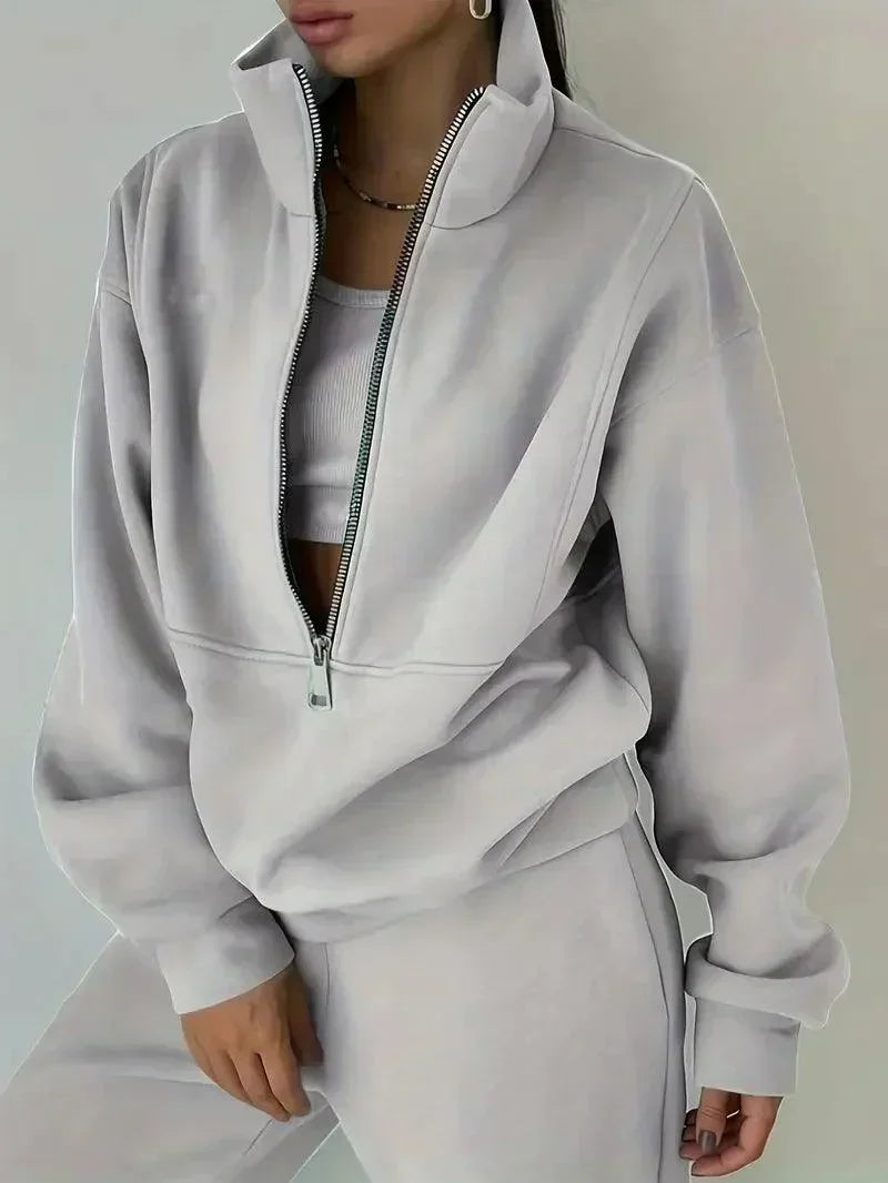 Women's Jogger Set | Half Zip | Elastic Waist | Sweats Set | Tracksuits Women-Fashion Nora