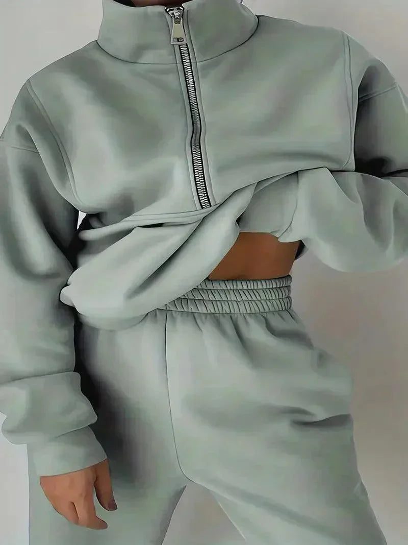 Women's Jogger Set | Half Zip | Elastic Waist | Sweats Set | Tracksuits Women-Fashion Nora