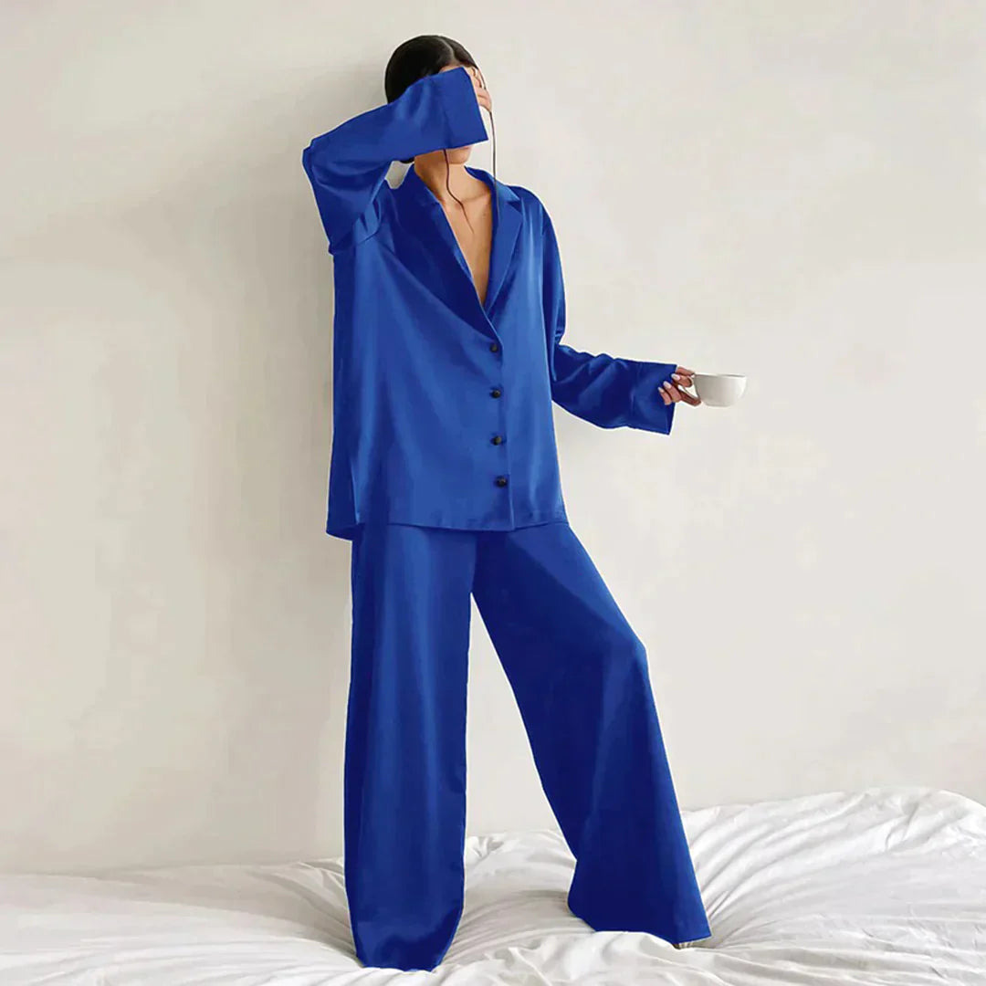 Women's Pajamas - Wide Leg - Long Sleeve - Pajama Set - Sleepwear-Fashion Nora