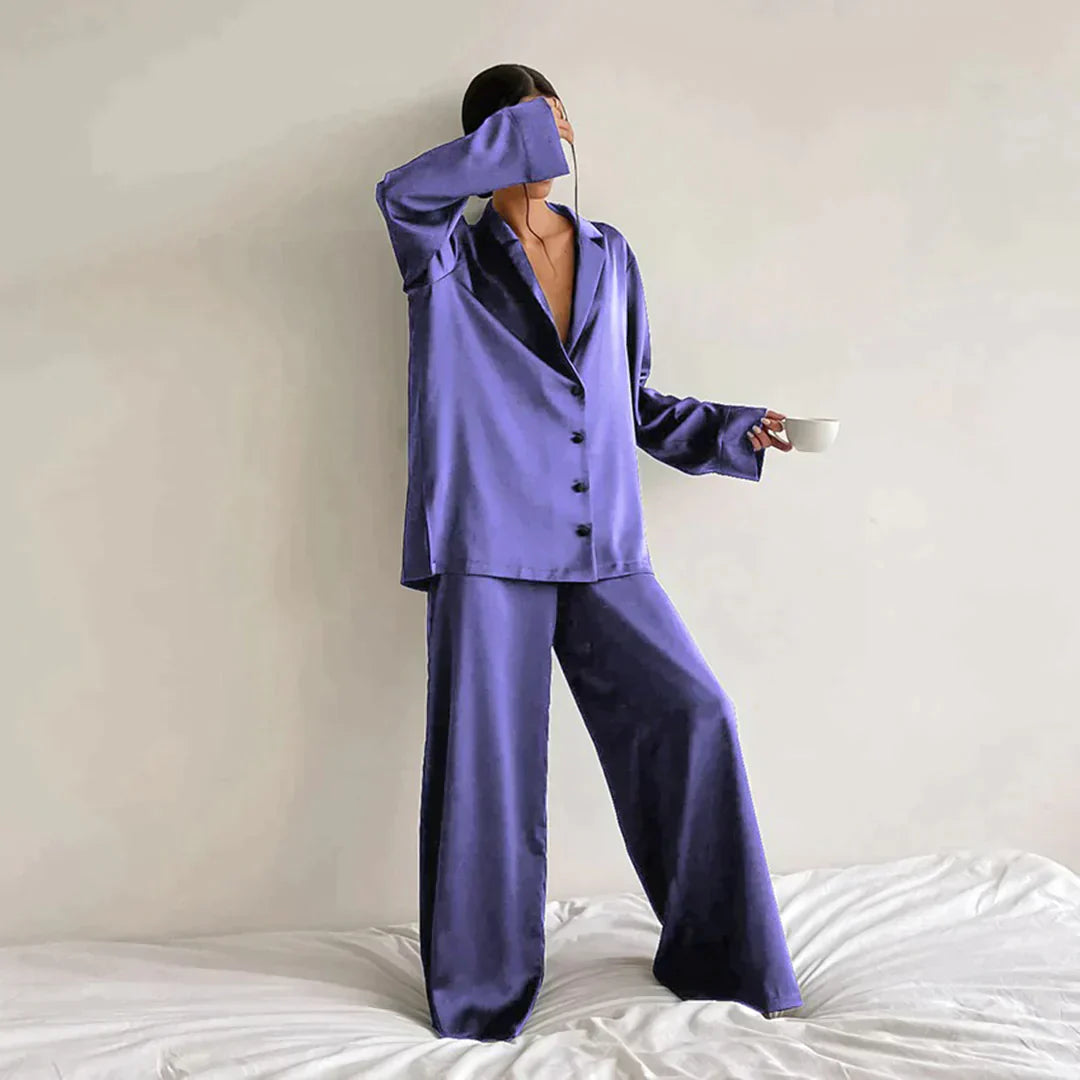 Women's Pajamas - Wide Leg - Long Sleeve - Pajama Set - Sleepwear-Fashion Nora