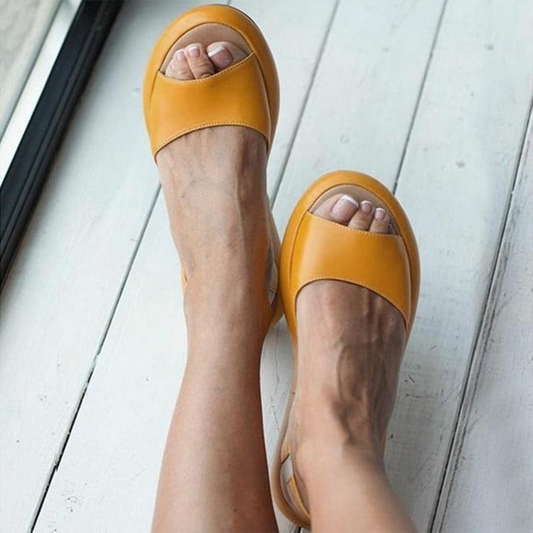 Women's Sandals - Open Toe - Thick Sole - Leather Sandals - Summer Sandals-Fashion Nora