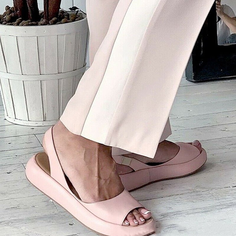 Women's Sandals - Open Toe - Thick Sole - Leather Sandals - Summer Sandals-Fashion Nora