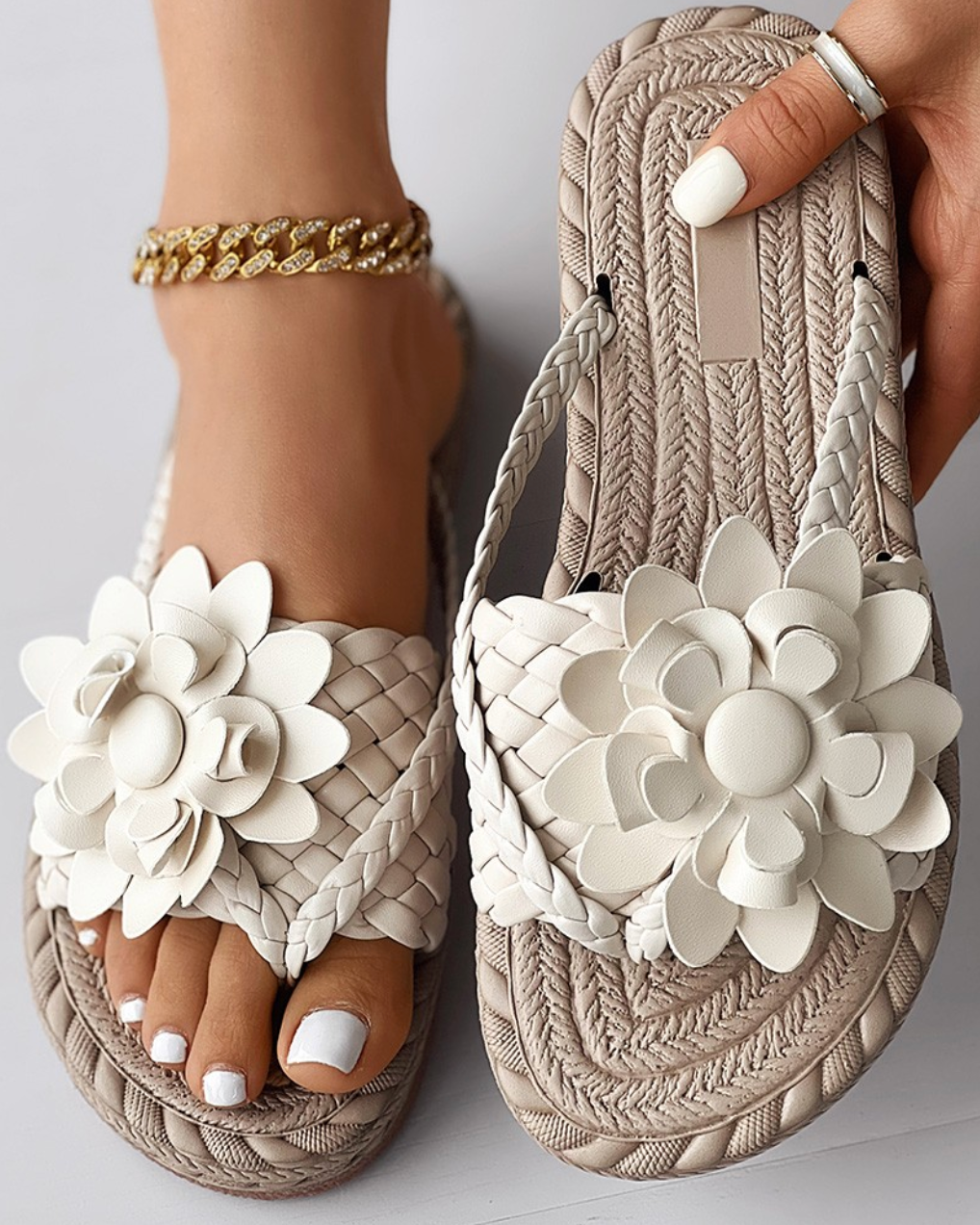 Women's Slides | Ergonomic | Flip Flops | Slip-On Sandals | Straw Sandals-Fashion Nora