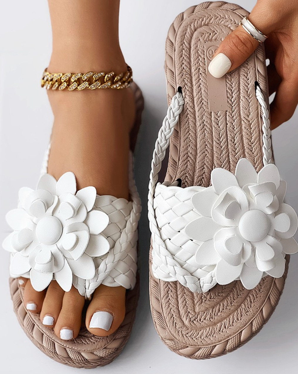 Women's Slides | Ergonomic | Flip Flops | Slip-On Sandals | Straw Sandals-Fashion Nora