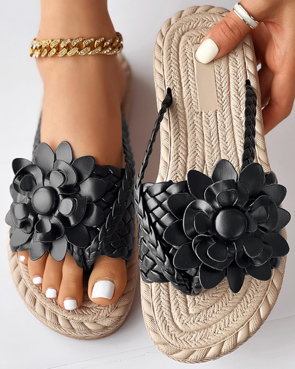 Women's Slides | Ergonomic | Flip Flops | Slip-On Sandals | Straw Sandals-Fashion Nora