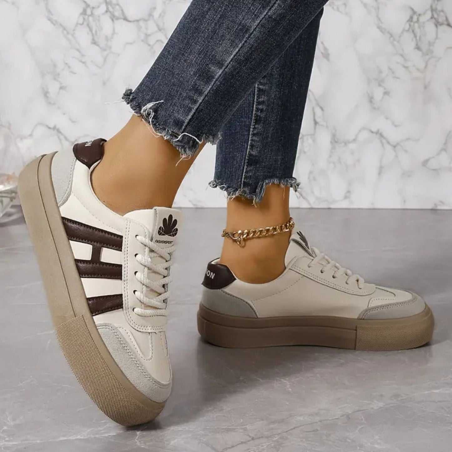 Women's Sneakers | 3 Stripe | Lace-Up | White Sneakers | Ladies Shoes-Fashion Nora