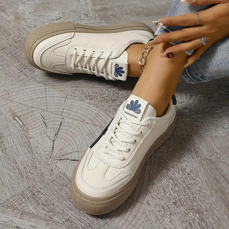 Women's Sneakers, Thick Sole, Lace Up, Low Top Sneakers, Skate Shoes-Fashion Nora