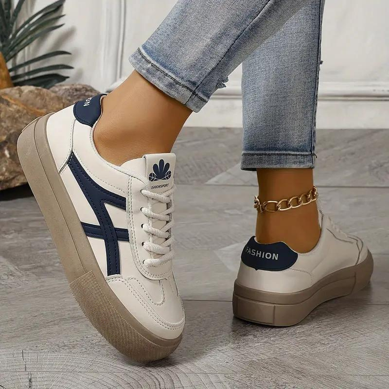 Women's Sneakers, Thick Sole, Lace Up, Low Top Sneakers, Skate Shoes-Fashion Nora