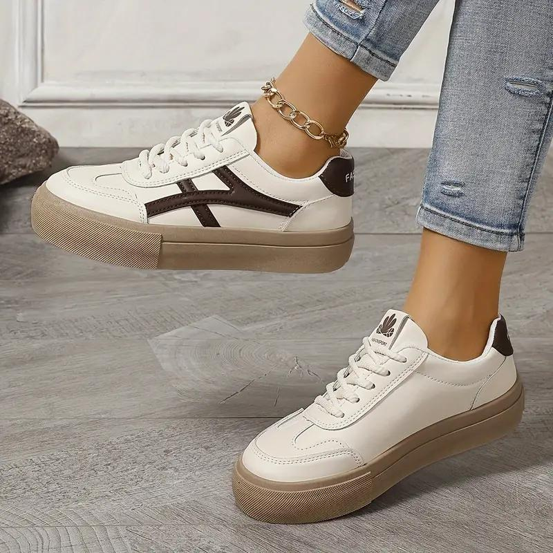 Women's Sneakers, Thick Sole, Lace Up, Low Top Sneakers, Skate Shoes-Fashion Nora