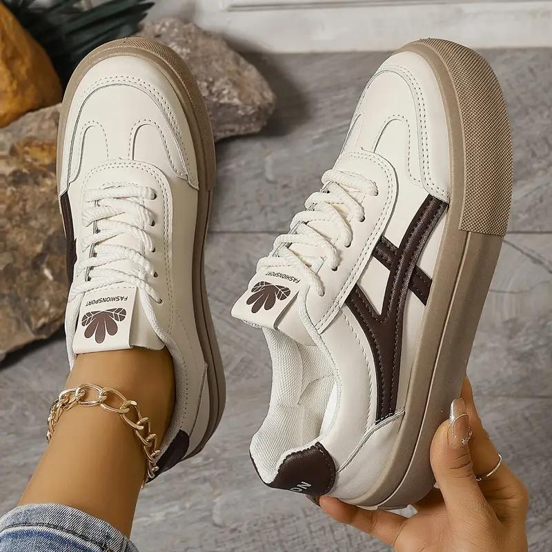 Women's Sneakers, Thick Sole, Lace Up, Low Top Sneakers, Skate Shoes-Fashion Nora