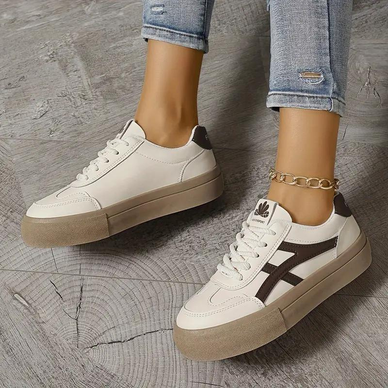 Women's Sneakers, Thick Sole, Lace Up, Low Top Sneakers, Skate Shoes-Fashion Nora