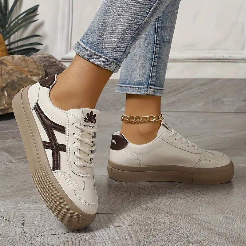 Women's Sneakers, Thick Sole, Lace Up, Low Top Sneakers, Skate Shoes-Fashion Nora