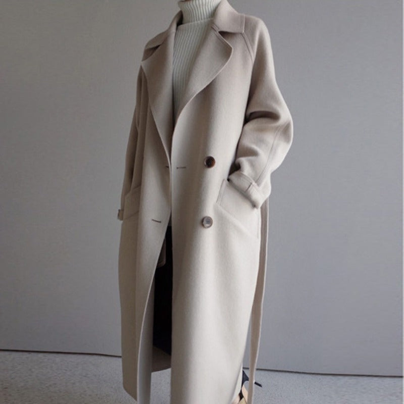 Long tan wool coat womens best sale