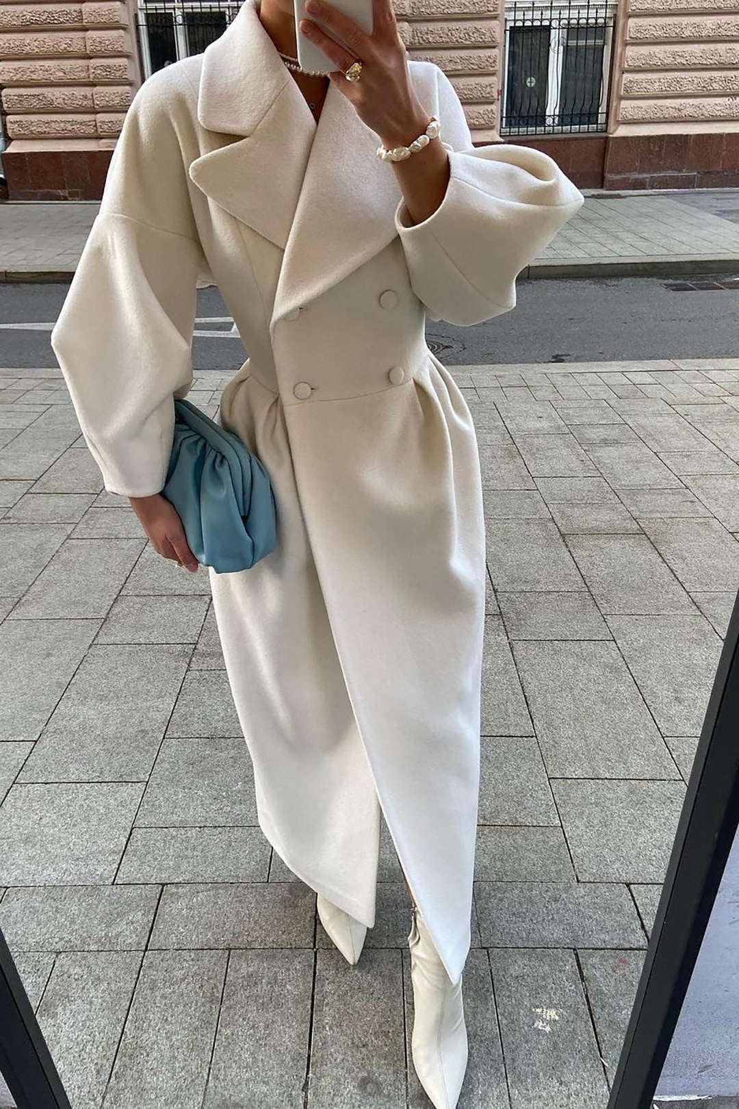 Wool Trench Coat - White - Double Breasted - Winter Trench Coat - Women's Long Coat-Fashion Nora