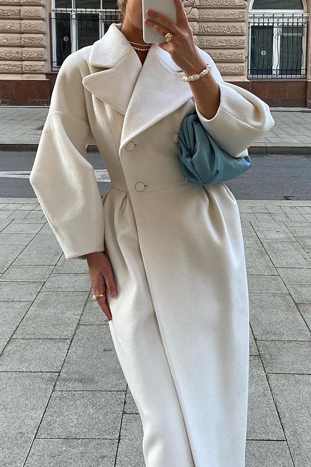 Wool Trench Coat - White - Double Breasted - Winter Trench Coat - Women's Long Coat-Fashion Nora