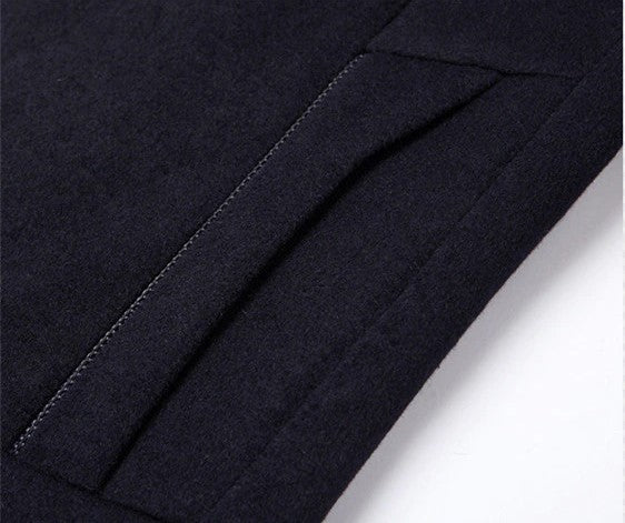Woolen Coat - Men's Lined Button Up Mid Length Winter Jacket-Fashion Nora