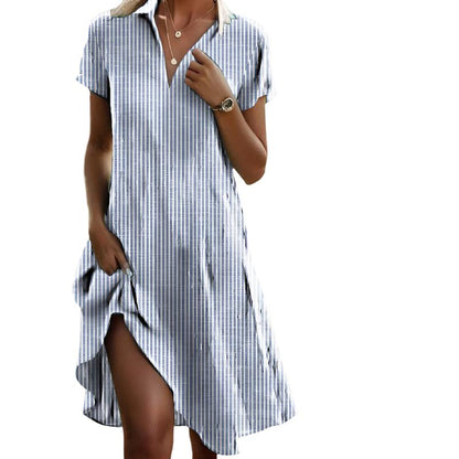 ANNA | Casual Striped Dress-Fashion Nora