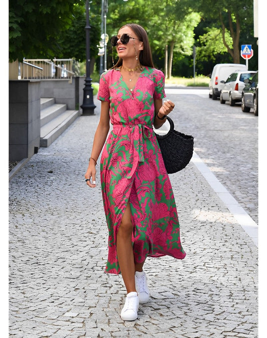 Anastasia - Wrap Dress with Prints for Women Beach and Summer Wear-Fashion Nora