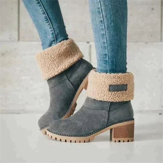 Ankle Boots - Mid Heel - Lined - Winter Boots - Women's Boots-Fashion Nora