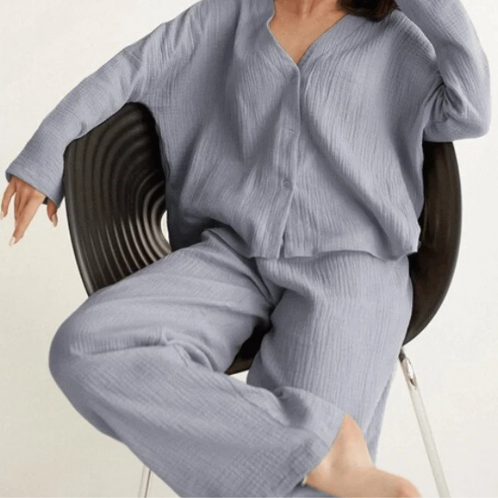 Anne Loungewear Set | Comfy cotton 2-piece home suit for women-Fashion Nora