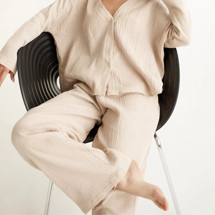 Anne Loungewear Set | Comfy cotton 2-piece home suit for women-Fashion Nora