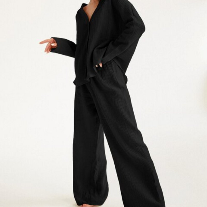 Anne Loungewear Set | Comfy cotton 2-piece home suit for women-Fashion Nora