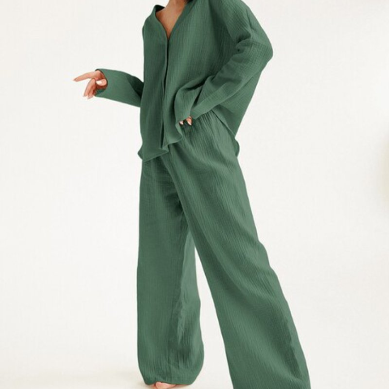 Anne Loungewear Set | Comfy cotton 2-piece home suit for women-Fashion Nora