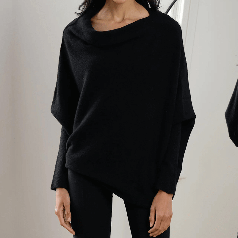 Batwing Sweater | Loose Fit | One-Shoulder | Knitted Jumper | Women's Clothing-Fashion Nora