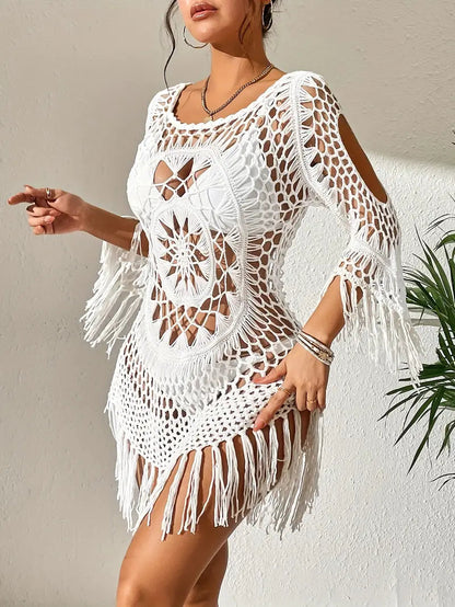 Beach Cover Up - Boho Style - Long Sleeve - Bikini Cover Up - Beach Outfits-Fashion Nora