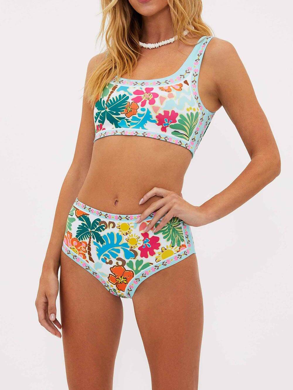 Bikini Set - Floral - Two-Piece - High Waist Bikini - Women's Swimwear-Fashion Nora