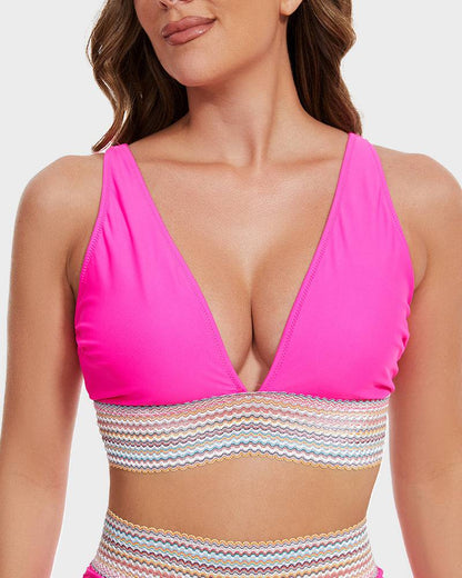 Bikini Set - Two-Piece - V-Neck - High Waist Bikini - Women's Swimwear-Fashion Nora