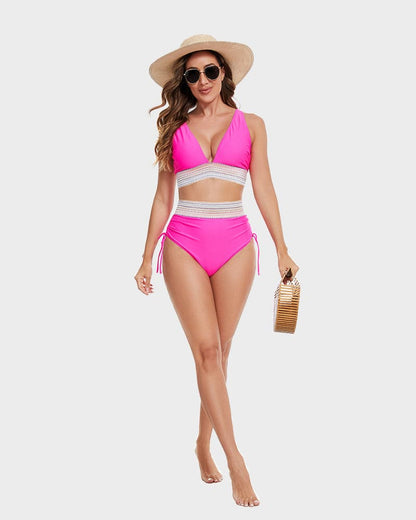 Bikini Set - Two-Piece - V-Neck - High Waist Bikini - Women's Swimwear-Fashion Nora