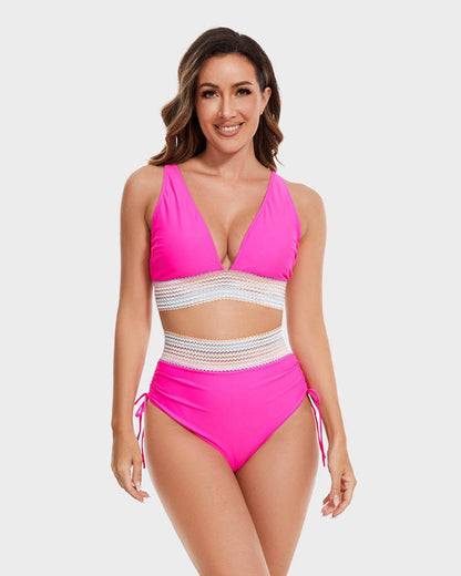 Bikini Set - Two-Piece - V-Neck - High Waist Bikini - Women's Swimwear-Fashion Nora