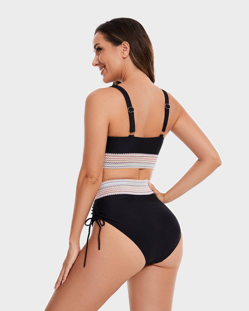 Bikini Set - Two-Piece - V-Neck - High Waist Bikini - Women's Swimwear-Fashion Nora