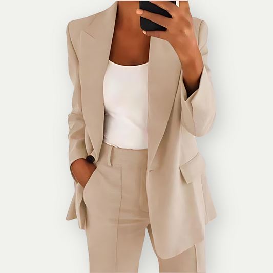 Blazer Set | High Waisted | Single Breasted | Women's Suit | Office Clothes-Fashion Nora