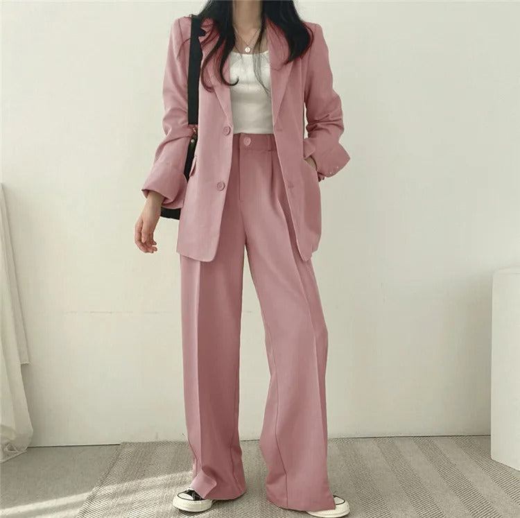 Blazer Set | Oversized | Wide Leg | Two-Piece Set | Women's Office Wear-Fashion Nora