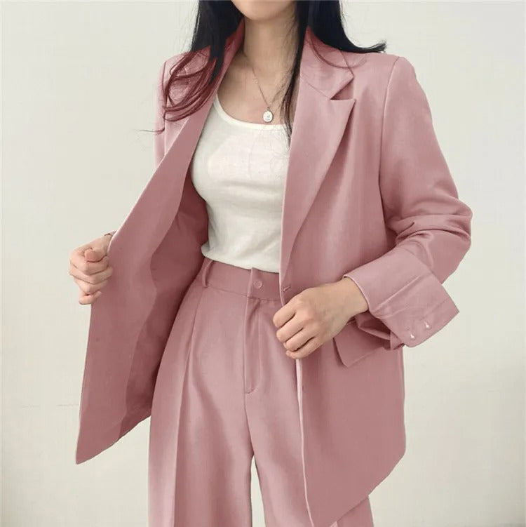 Blazer Set | Oversized | Wide Leg | Two-Piece Set | Women's Office Wear-Fashion Nora