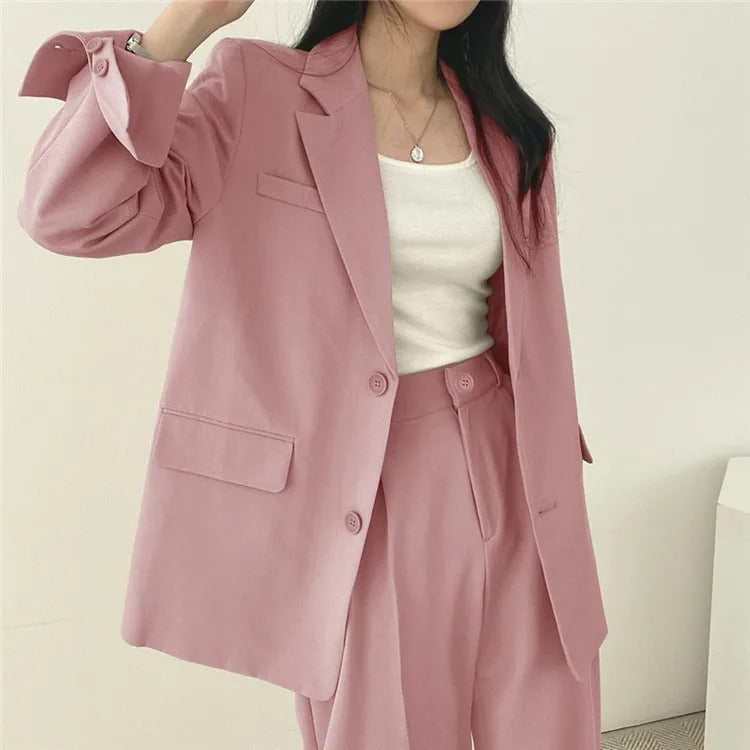 Blazer Set | Oversized | Wide Leg | Two-Piece Set | Women's Office Wear-Fashion Nora