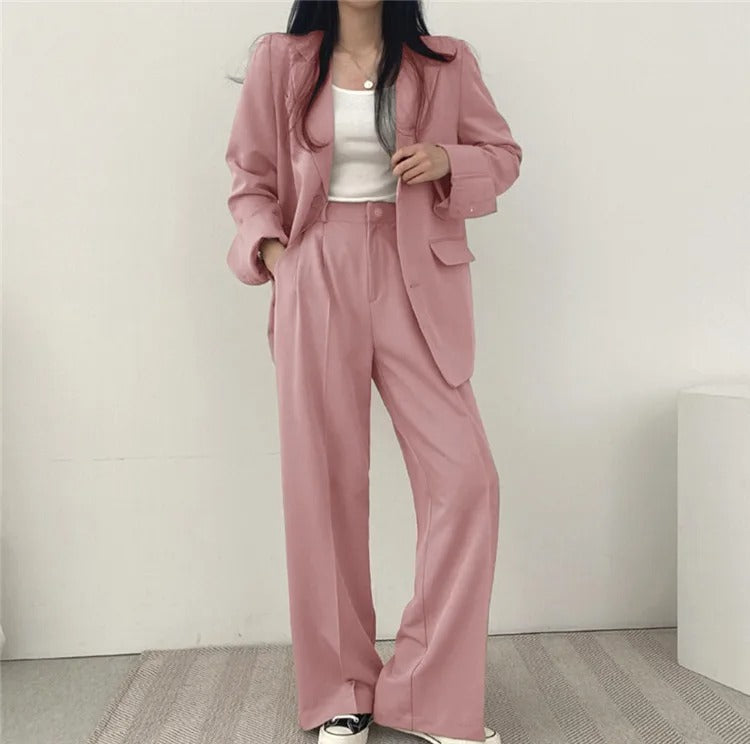 Blazer Set | Oversized | Wide Leg | Two-Piece Set | Women's Office Wear-Fashion Nora