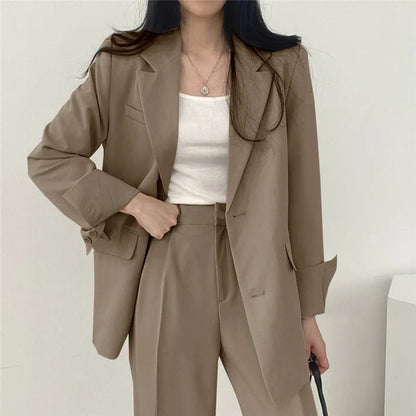 Blazer Set | Oversized | Wide Leg | Two-Piece Set | Women's Office Wear-Fashion Nora