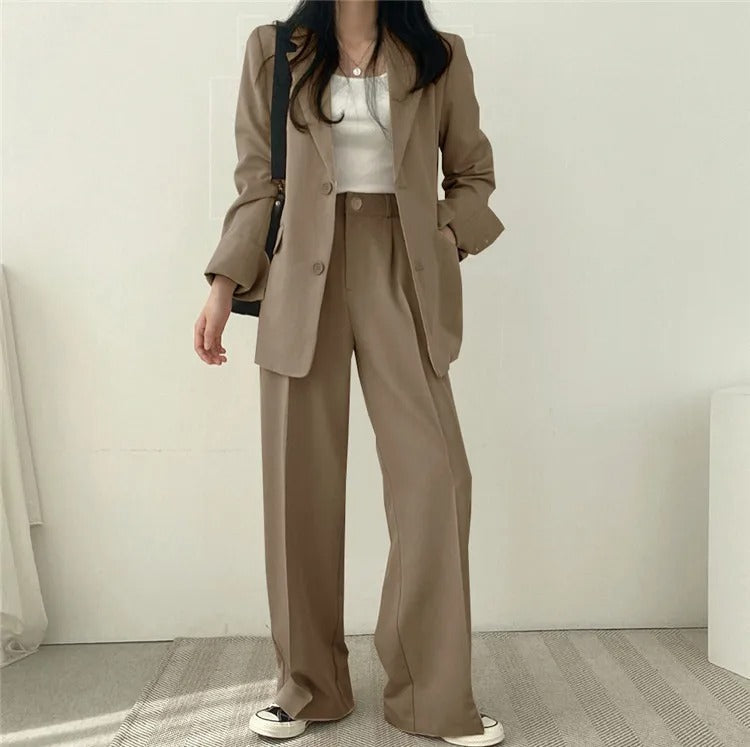 Blazer Set | Oversized | Wide Leg | Two-Piece Set | Women's Office Wear-Fashion Nora