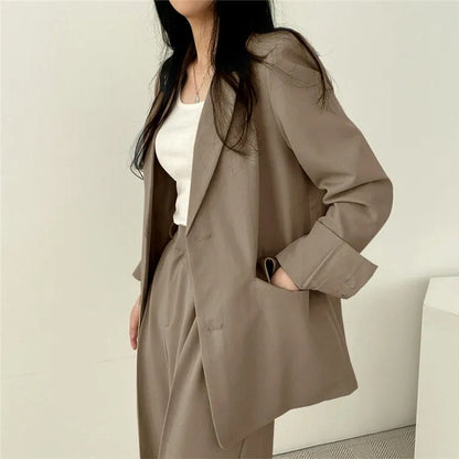 Blazer Set | Oversized | Wide Leg | Two-Piece Set | Women's Office Wear-Fashion Nora