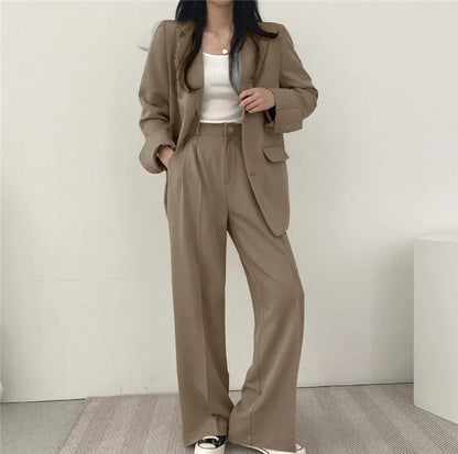 Blazer Set | Oversized | Wide Leg | Two-Piece Set | Women's Office Wear-Fashion Nora