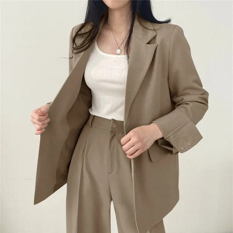 Blazer Set | Oversized | Wide Leg | Two-Piece Set | Women's Office Wear-Fashion Nora