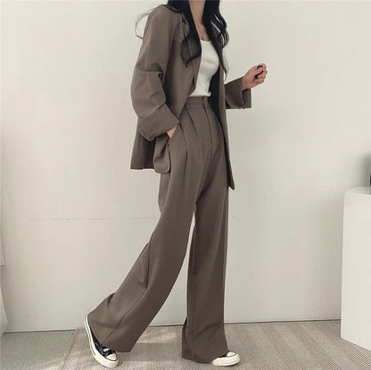 Blazer Set | Oversized | Wide Leg | Two-Piece Set | Women's Office Wear-Fashion Nora